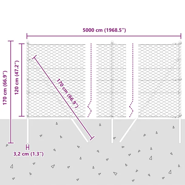 plot-heksagonalny-szary-1-2x50-m-stalowy-stan-nowy-producent-vidaxl