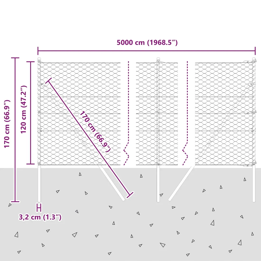 plot-heksagonalny-szary-1-2x50-m-stalowy