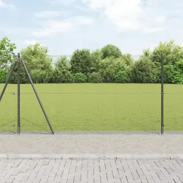 ogrodzenie-hexagon-szare-1-2x10-m-stal-slupki-ogrodzeniowe-z-podstawami-7