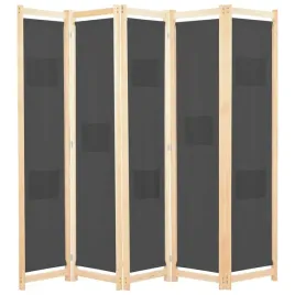 parawan-5-panelowy-z-torbami-drewno-jodlowe-szary-200x170x4-cm