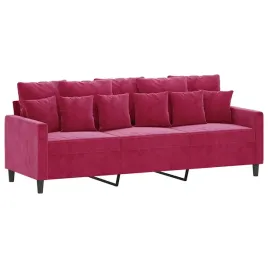 sofa-3-osobowa-aksamitna-winna-czerwien-198x77x80-cm