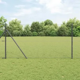 ogrodzenie-hexagon-szare-1-4x25-m-stal-slupki-ogrodzeniowe-13-szt-szare-o