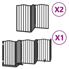 skladana-bramka-dla-psa-z-drzwiami-12-paneli-czarna-600-cm