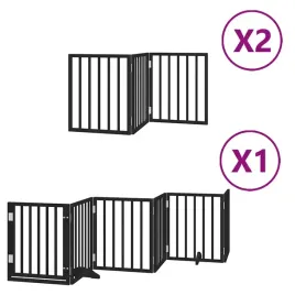 skladana-bramka-dla-psa-z-drzwiami-12-paneli-czarna-600-cm