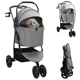 skladany-wozek-dla-zwierzat-z-regulacja-szary-78-x-54-x-101-cm