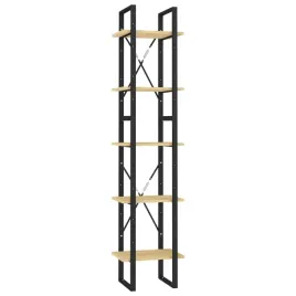drewniany-regal-na-ksiazki-5-polek-sosnowy-metalowy-wys-105-cm