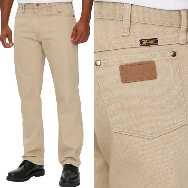 Wrangler 13MWZ Cowboy Cut klasyczne beżowe proste spodnie jeansowe W38 L32