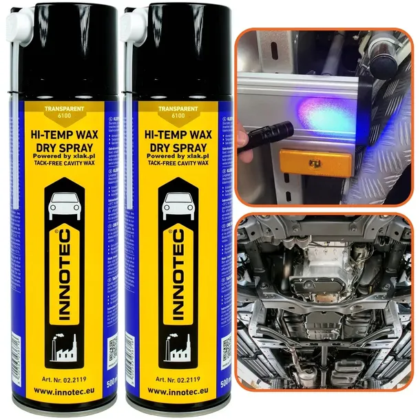 Suchy wosk Bezbarwny INNOTEC Hi-Temp Wax Dry UV Spray do konserwacji 2x500