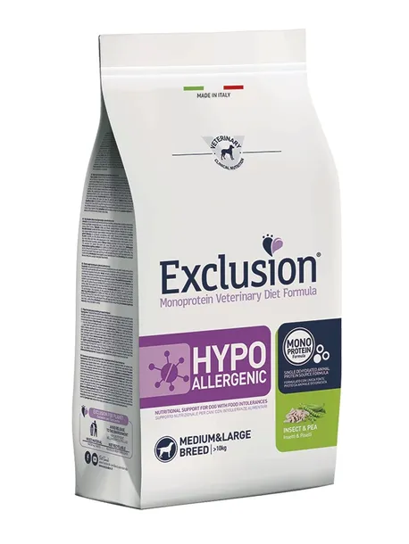 EXCLUSION HYPOALLERGENIC DOG ADULT M&L INSECT & PEA 2 KG