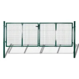 ciemnozielona-brama-ogrodzeniowa-stalowa-306-x-150-cm-z-akcesoriami