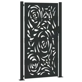 czarna-brama-ogrodowa-stalowa-110-x-10-x-180-cm-z-zamkiem-wzor-laserowy