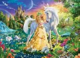 puzzle-200-ukladanka-ksiezniczka-kwiaty-zamek-kon-jednorozec-7-castor
