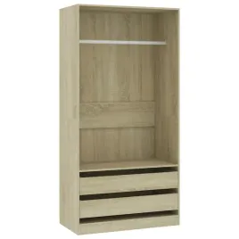 szafa-kompaktowa-z-drazkiem-i-2-szufladami-dab-sonoma-100x50x200-cm