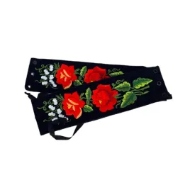 czarny-pasek-folk-ludowy-haft-lowicki-czerwone-roze-dlugosc-70-cm