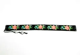 czarny-pasek-folk-ludowy-haft-lowicki-rozowe-roze-dlugosc-100-cm