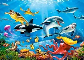 puzzle-200-ukladanka-zwierzeta-morskie-rybki-delfin-rekin-rafa-7-castor