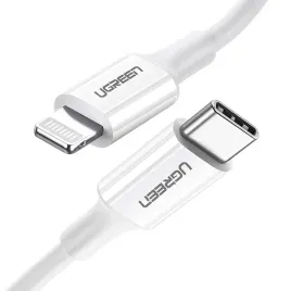 ugreen-kabel-przewod-mfi-usb-typ-c-lightning-20w-3a-0-25-m-bialy-jakosc