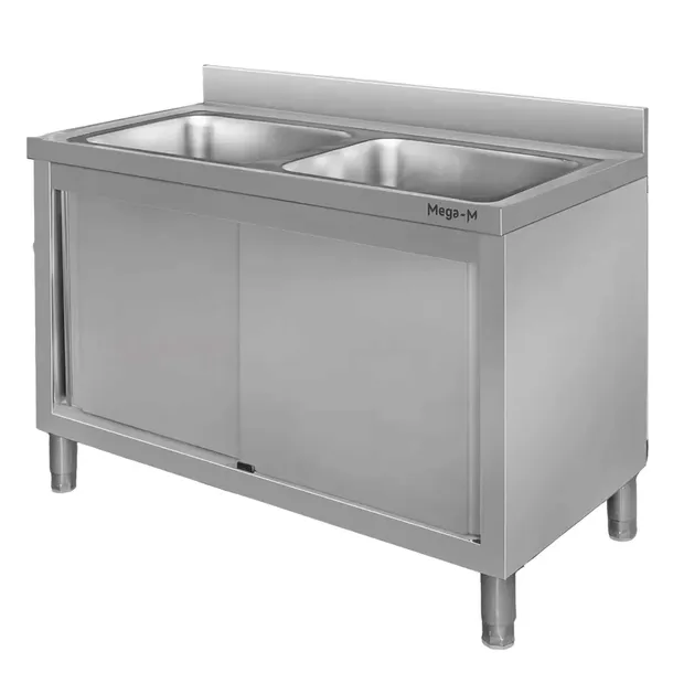 Zlew Gastronomiczny DWUKOMOROWY z Szafką 100x60 cm stal nierdzewna spawany