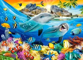 puzzle-100-ukladanka-zwierzeta-delfiny-rafa-koralowa-rybki-wyspa-6-castor