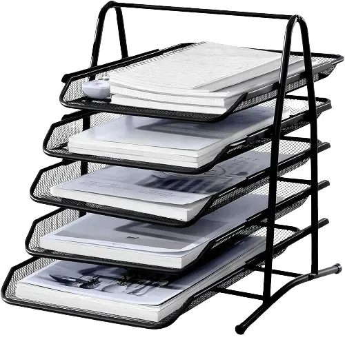 Zestaw 5 szt szuflad czarny na dokumenty metalowy organizer biurko szuflady