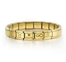 zlota-bransoletka-modulowa-na-urodziny-charms-ogniwa-imie-data-grawer