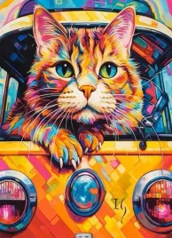 puzzle-100-ukladanka-zwierzeta-kolorowy-kot-autobus-podroz-kolory-6-castor