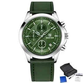czarny-zegarek-meski-benyar-na-skorzanym-pasku-elegancki-chronograf-pudelko
