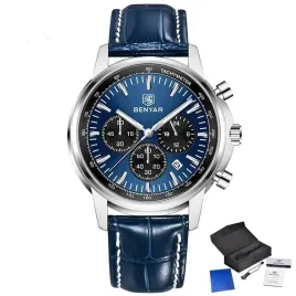 niebieski-zegarek-meski-benyar-skorzany-paskek-datownik-chronograf-pudelko