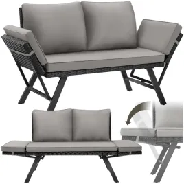 sofa-ogrodowa-tectake-2w1-rattanowa-lezanka-szaro-czarna-2-osoby