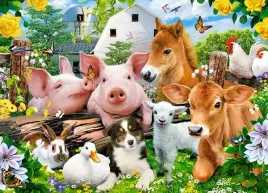 puzzle-40-maxi-ukladanka-farma-wies-zwierzeta-kon-pies-owca-kura-4-castor