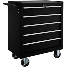 wozek-narzedziowy-tectake-5-szuflad-czarny-zamykany-150-kg-wgniecenia