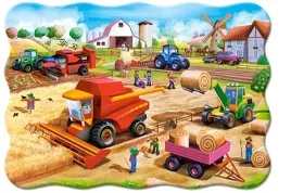 puzzle-20-maxi-ukladanka-wies-farma-traktor-kombajn-pojazdy-praca-4-castor