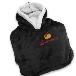 Zdjęcie produktu Bluza KOC z KAPTUREM i HAFTEM CZARNA dla Niej Jesień Zima Cozy