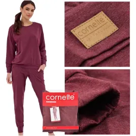 cornette-komplet-dresowy-damski-dlugi-rekaw-modal-bawelna-bordo-s