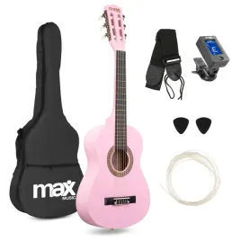 gitara-klasyczna-1-4-dla-dziecka-rozowa-soloart-max-akcesoria