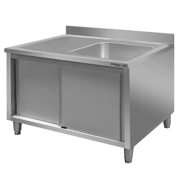 Zlew Gastronomiczny Jednokomorowy z Szafką 120x70 Stal Nierdzewna Mega-M