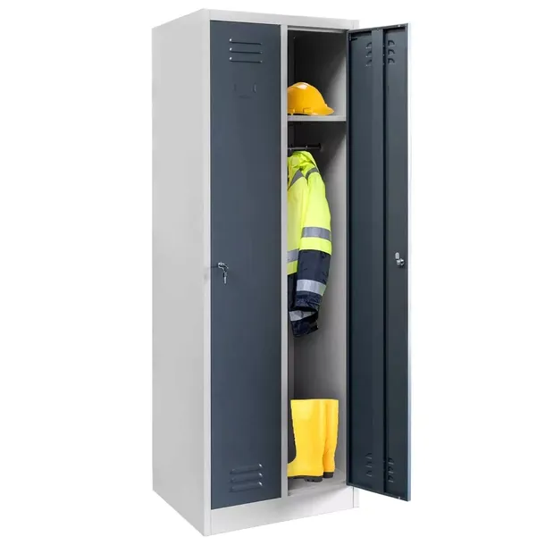Szafka BHP ubraniowa METALOWA pracownicza 2-DRZWIOWA S-60cm grafitowy front