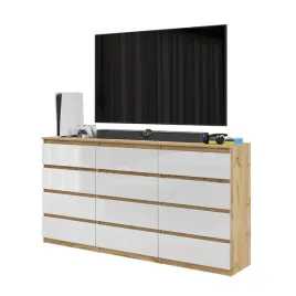 szafka-rtv-12-szuflad-180-cm-komoda-do-salonu-dab-wotan-bialy-polysk-zestaw