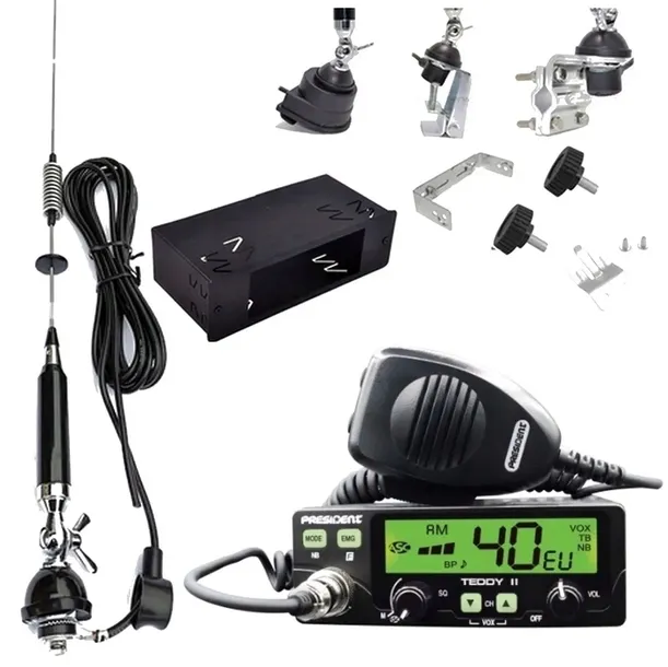 KOMPLETNY ZESTAW CB RADIO TEDDY II PÓŁKIESZEŃ ANTENA + UCHWYT TIR BUS