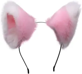 urocze-futrzane-kocie-lisie-uszy-cosplay-anime-furry-opaska-rozowo-biale