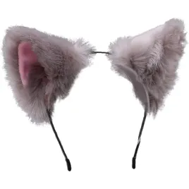 urocze-futrzane-kocie-lisie-uszy-cosplay-anime-furry-opaska-szaro-rozowe