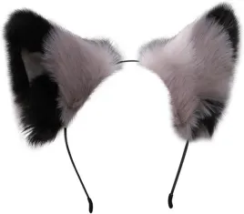 urocze-futrzane-kocie-lisie-uszy-cosplay-anime-furry-opaska-szaro-czarne