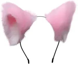urocze-futrzane-kocie-lisie-uszy-cosplay-anime-furry-opaska-rozowo-biale