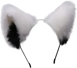 urocze-futrzane-kocie-lisie-uszy-cosplay-anime-furry-opaska-bialo-czarne
