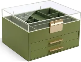 amier-szkatulka-na-bizuterie-3-poziomowa-z-2-szufladami-zielona