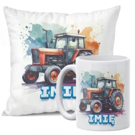 zestaw-personalizowany-kubek-poduszka-38x38-cm-traktor-dla-dzieci
