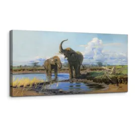 mhartk66-obraz-na-plotnie-slonie-przy-wodopoju-50100-cm-duzy