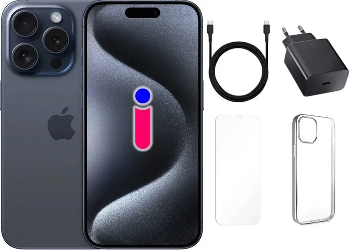 IPHONE 15 PRO 256GB TYTAN BŁĘKITNY ESIM SZYBKA ŁADOWARKA GRATIS JAK NOWY