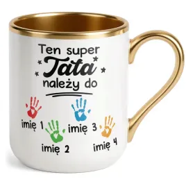 kubek-premium-zloty-personalizowany-dzien-ojca-tata-nalezy-do-4-dzieci