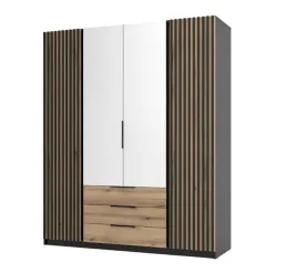 wysoka-szafa-z-lamelami-200cm-czarny-mat-dab-evoke-lustro-kora-lp